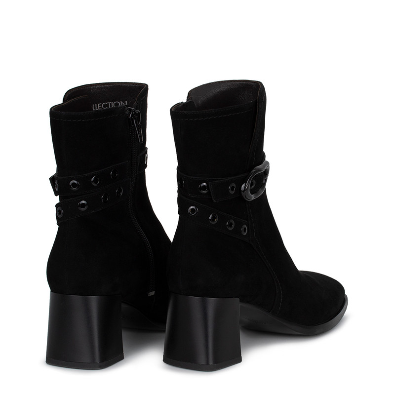 Women's Black Suede Ankle Boots with Zipper GF 5354415 BLS
