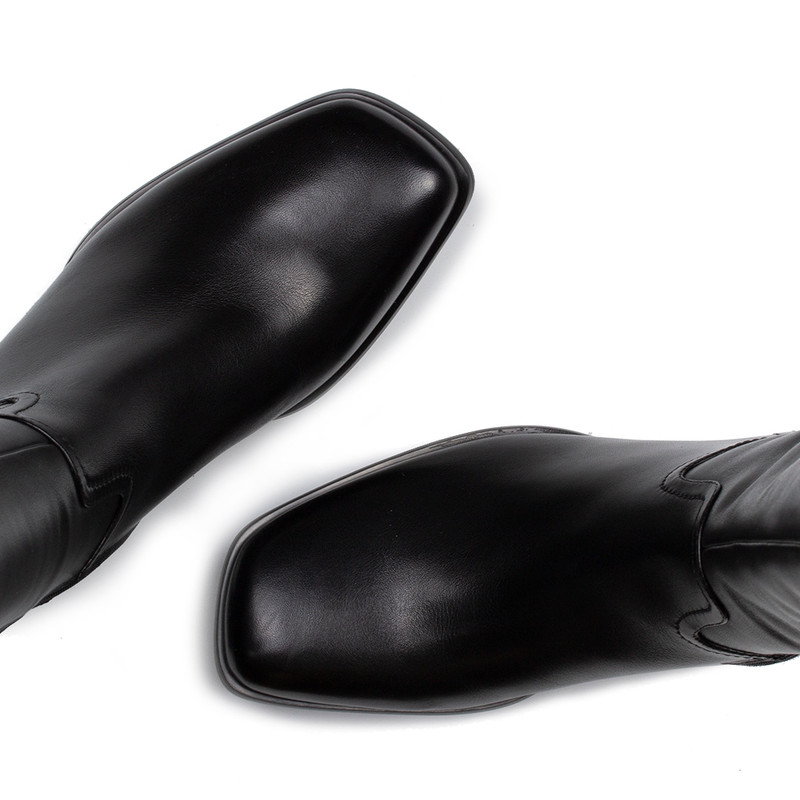 Women's Black Leather Tall Boots GF 5454815 BLK