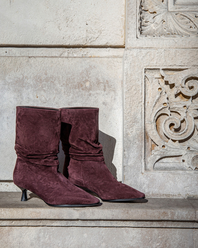 Women's Burgundy Suede Slouch Ankle Boots GG 5348315 BDS