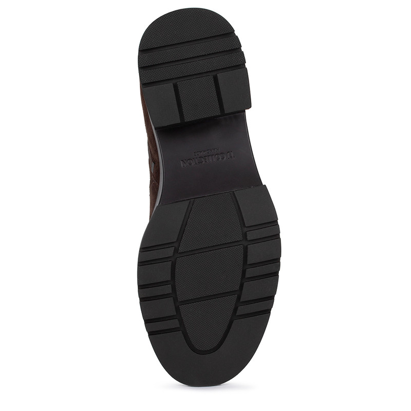 Women's Brown Mid-season Suede Boots with Round Toe GJ 5421415 BRS