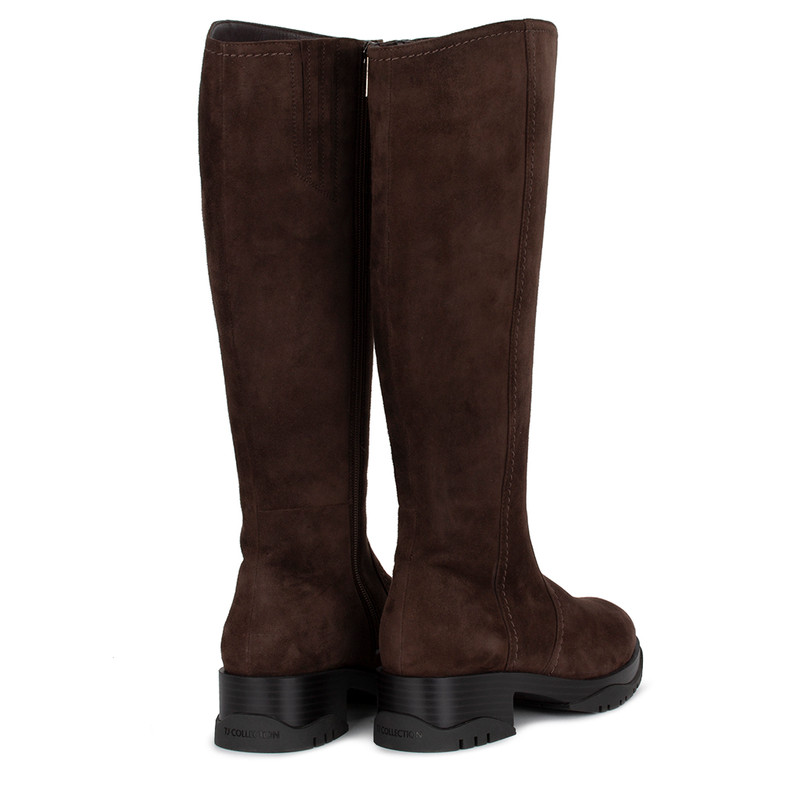 Women's Brown Mid-season Suede Boots with Round Toe GJ 5421415 BRS