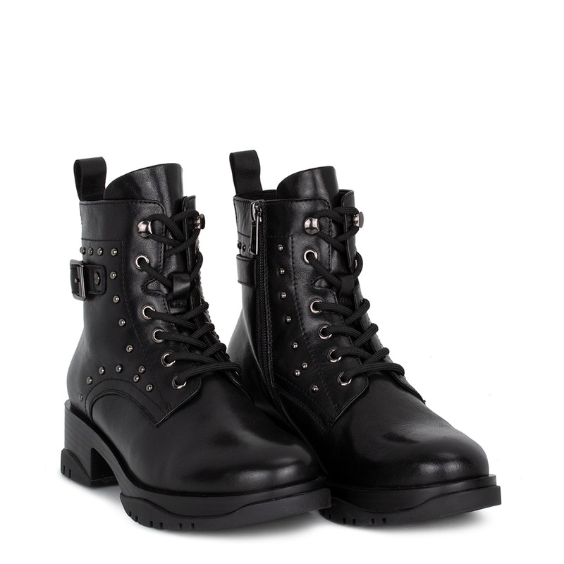 Women's Black Leather Boots GJ 5521115 BLK