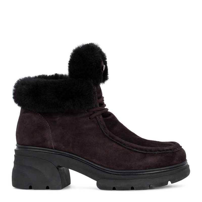 Women's Brown Winter Suede Boots with Fur Trim GJ 5540915 DBS