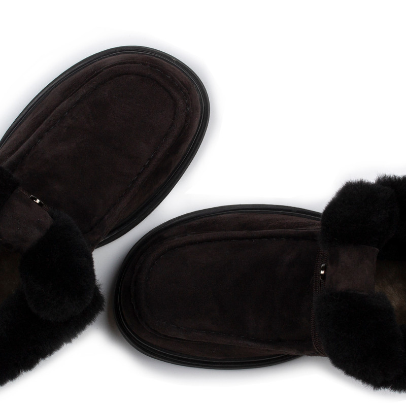 Women's Brown Winter Suede Boots with Fur Trim GJ 5540915 DBS