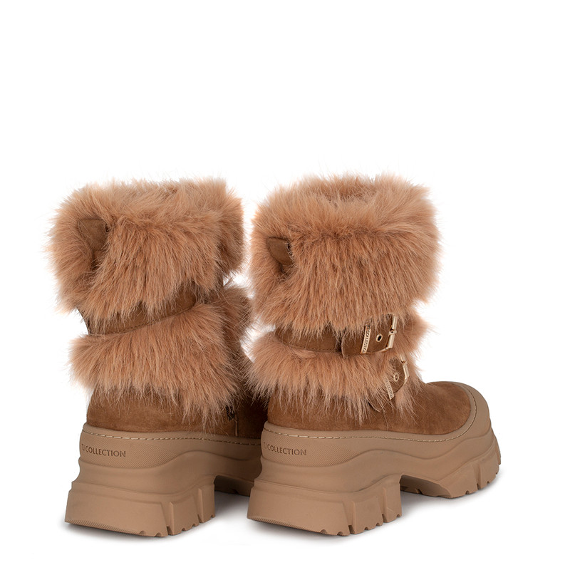 Women's Beige and Brown Suede Ankle Boots GJ 5542015 CGS