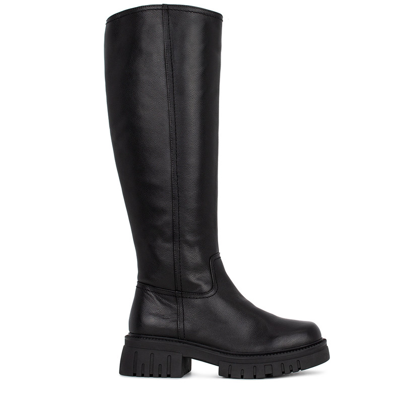 Women's Black Leather Boots GJ 5722515 BLI
