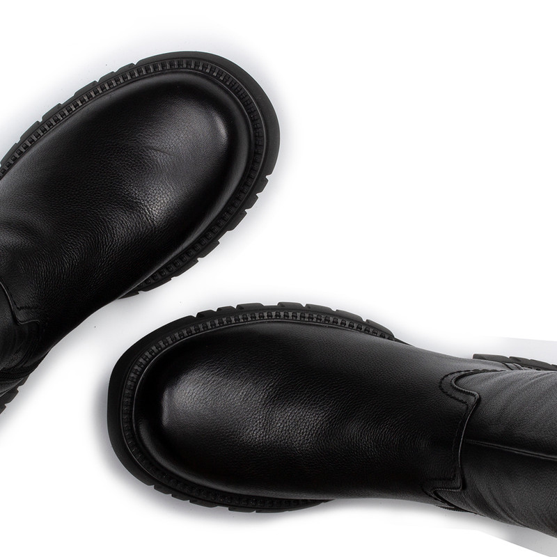 Women's Black Leather Boots GJ 5722515 BLI