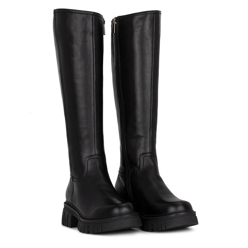 Women's Black Leather Boots GJ 5722515 BLI
