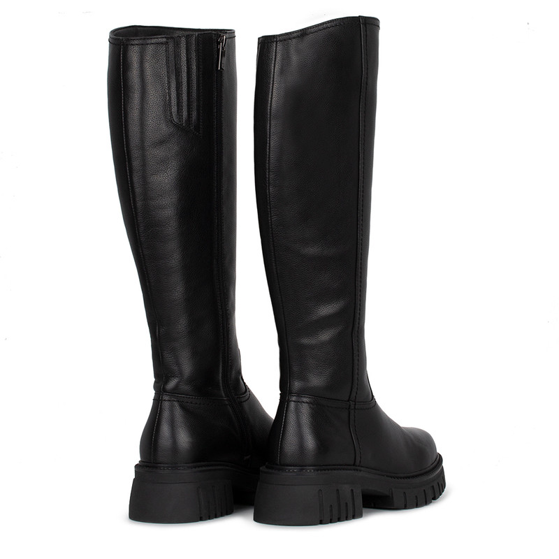 Women's Black Leather Boots GJ 5722515 BLI