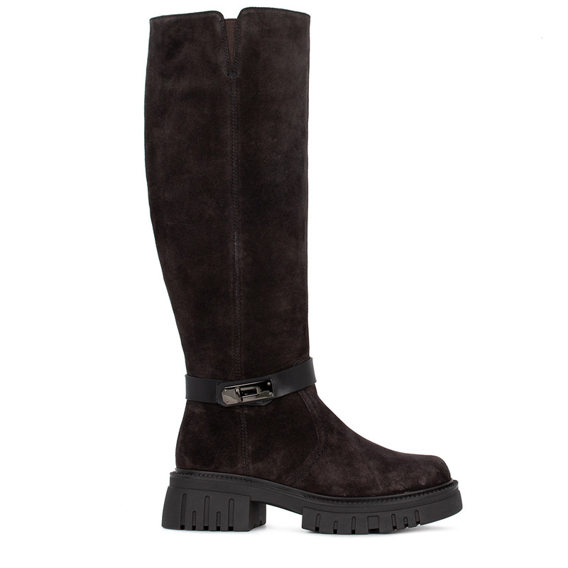 Women's Brown Winter Suede Leather Boots GJ 5722915 DBS