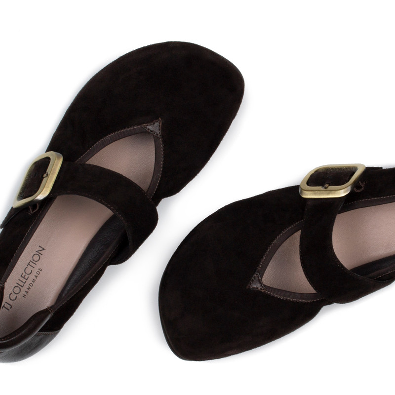 Women's Brown Suede Ballet Flats GR 5218715 DBS