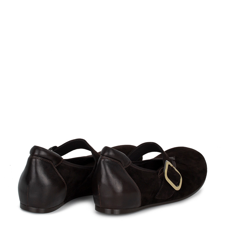 Women's Brown Suede Ballet Flats GR 5218715 DBS