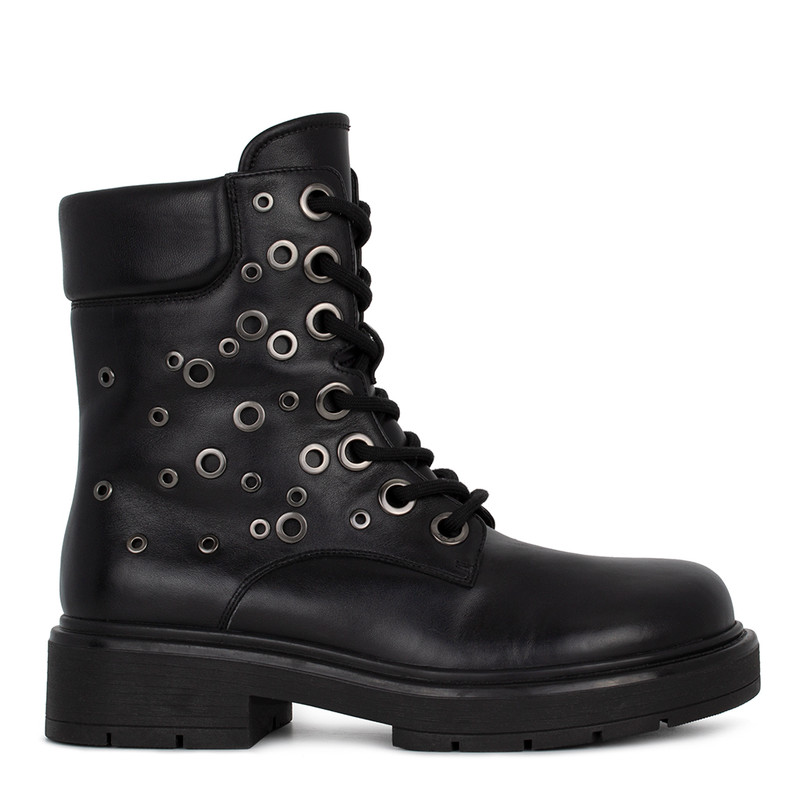 Women's Black Leather Boots GS 5515715 BLZ
