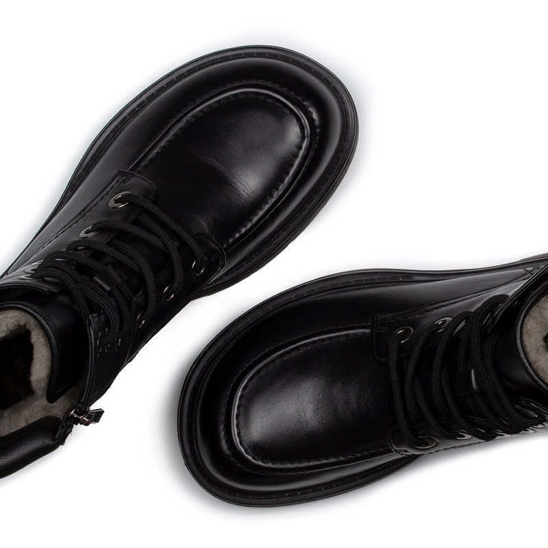 Women's Black Leather Boots GS 5515815 BLK