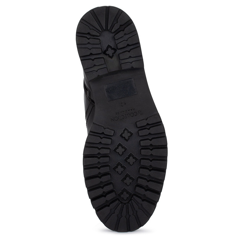 Men's Black Winter Textured Leather Boots with Zipper MP 7531215 BLA
