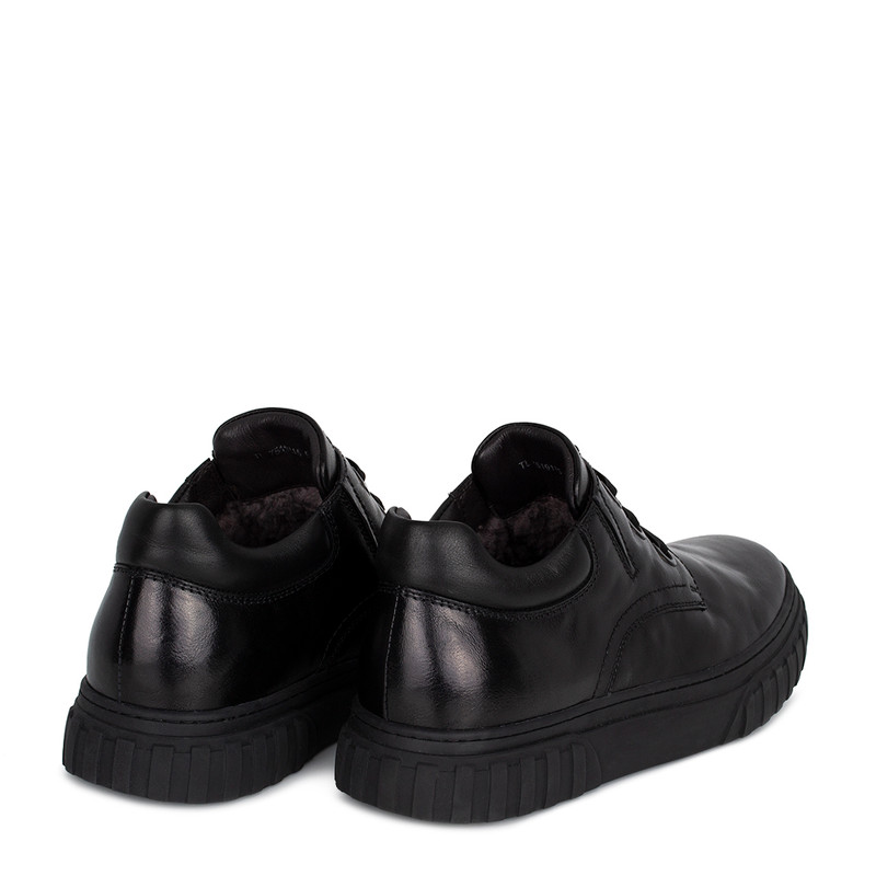 Men's Black Winter Leather Sneakers TL 7519115 BLA