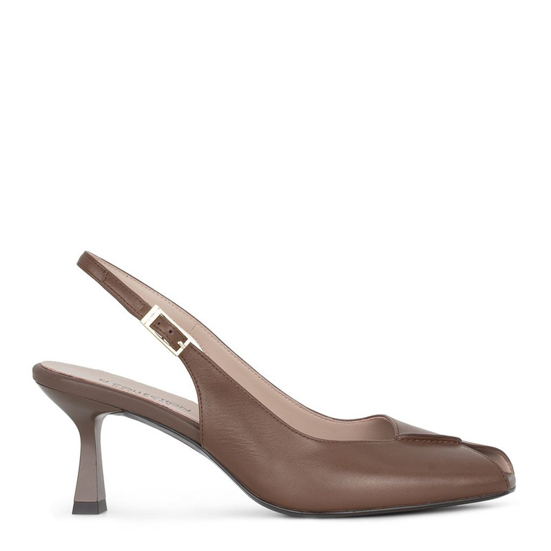 Brown Leather Open-Toe Heels GF 5164516 BRA