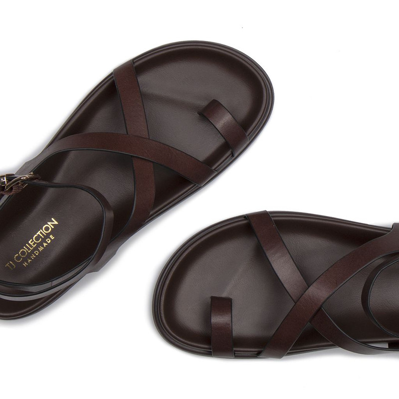 Brown Leather Greek-Style Sandals GW 5109916 DBR