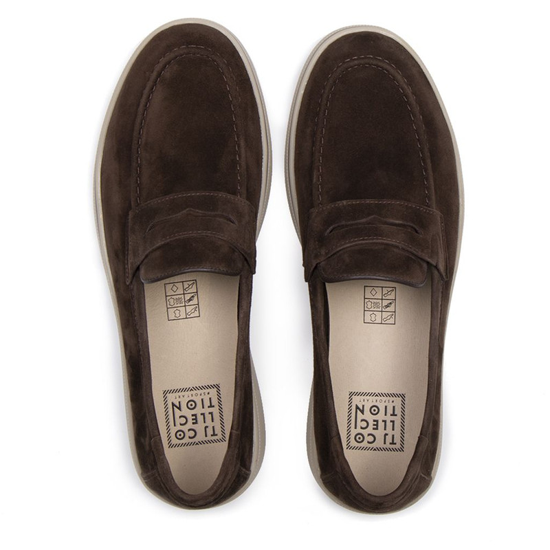 Brown Suede Loafers with Rubber Sole TO 7210916 BRS