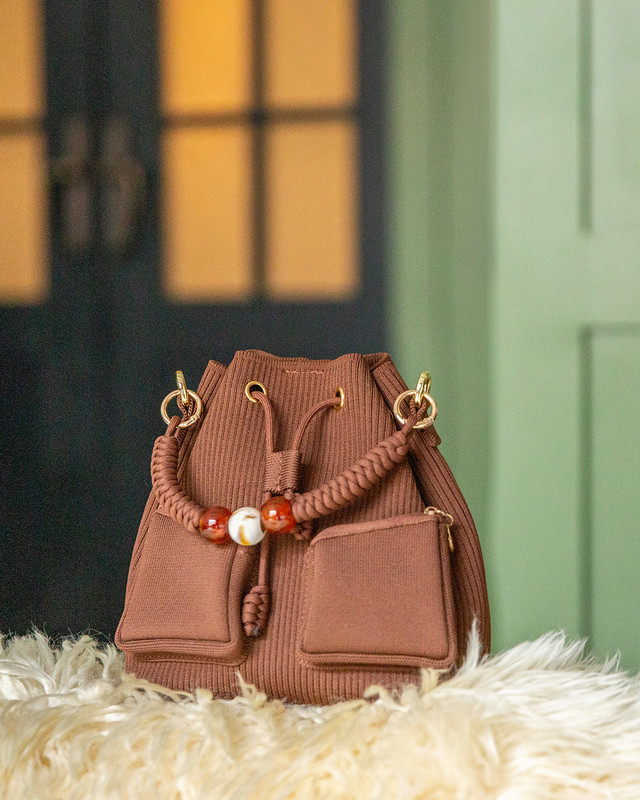 Brown Drawstring Bag with Detail YN 5160926 BRF