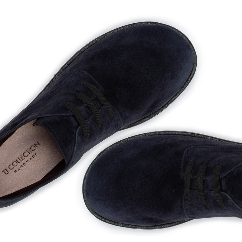 Women's Blue Suede Ankle Boots with Elastic Laces GB 5208816 NVS