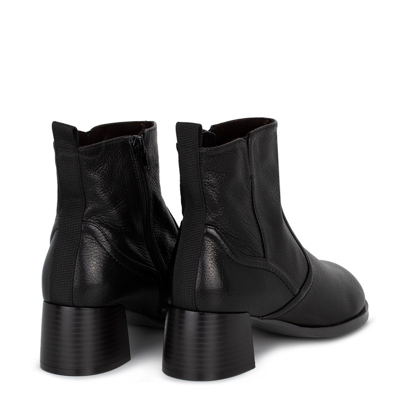 Women's Black Leather Ankle Boots GB 5350016 BLA