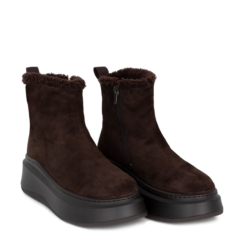 Women's Brown Suede Winter Platform Boots GB 5517916 BRS
