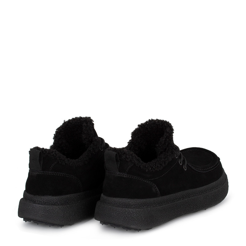 Women's Black Suede Winter Low-Top Sneakers GD 5812616 BLS