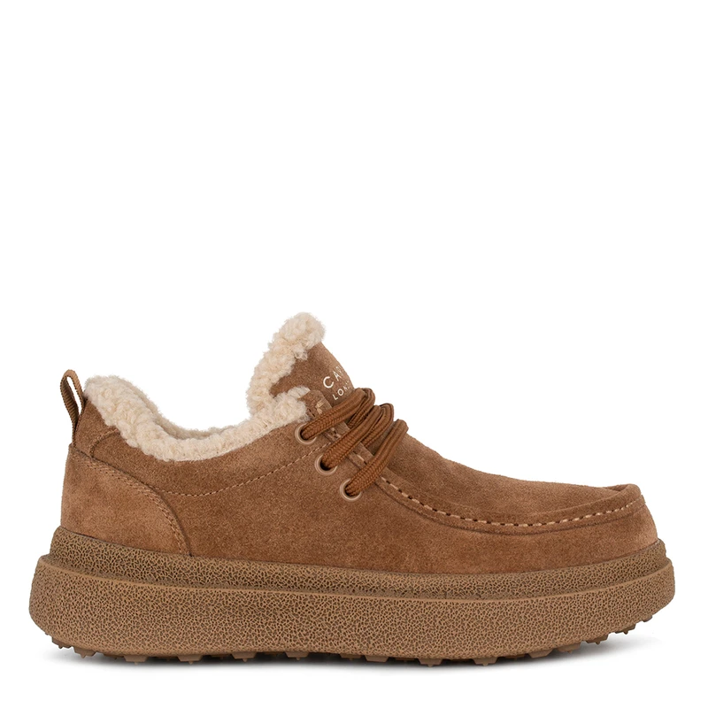 Women's Light Brown Suede Winter Low-Top Sneakers GD 5812616 CGS