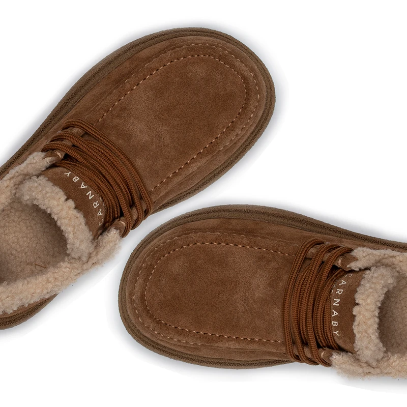 Women's Light Brown Suede Winter Low-Top Sneakers GD 5812616 CGS