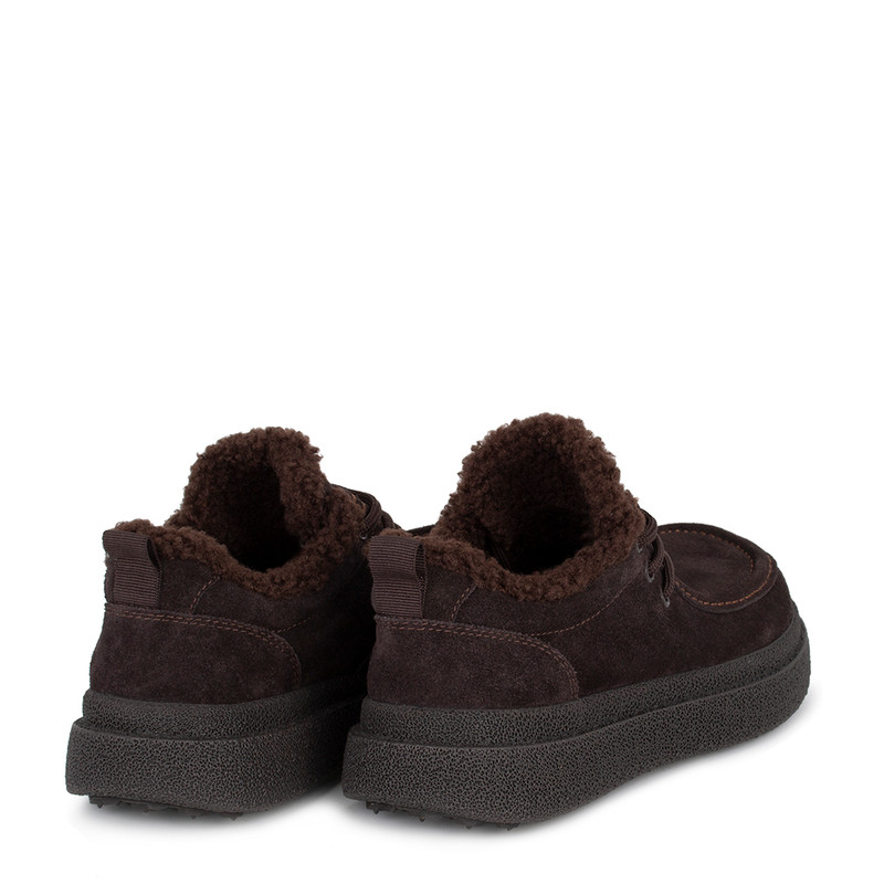 Women's Dark Brown Suede Winter Low-Top Sneakers GD 5812616 DBS