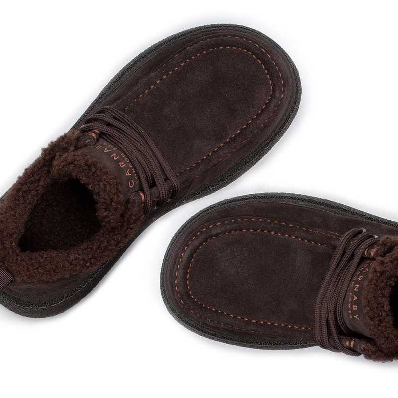 Women's Dark Brown Suede Winter Low-Top Sneakers GD 5812616 DBS