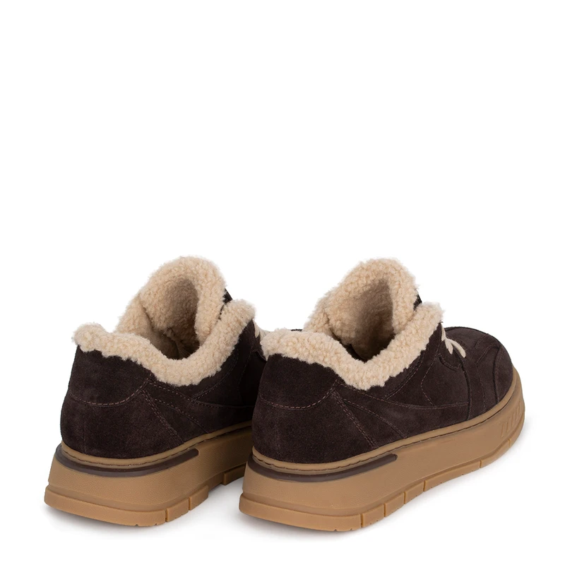 Women's Brown and Beige Suede Winter Sneakers GD 5814516 BRB