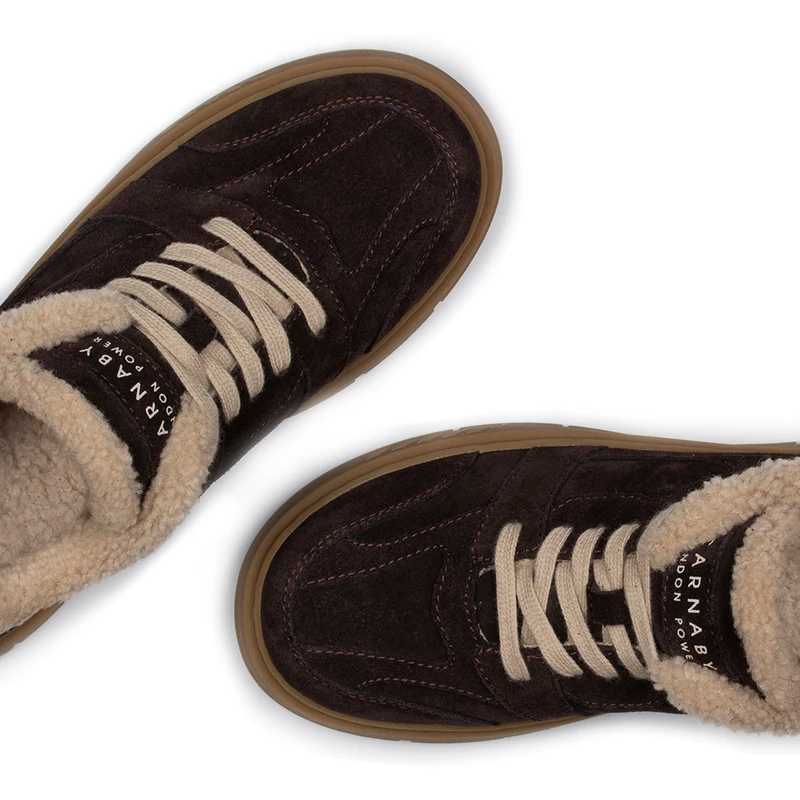 Women's Brown and Beige Suede Winter Sneakers GD 5814516 BRB