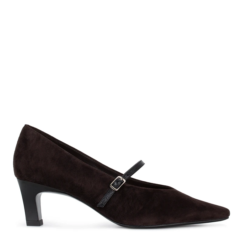 Women's Brown Suede Shoes with Black Strap GF 5250016 DBS