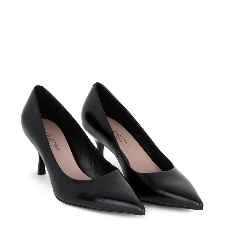Women's Black Leather Pumps GF 5268816 BLK