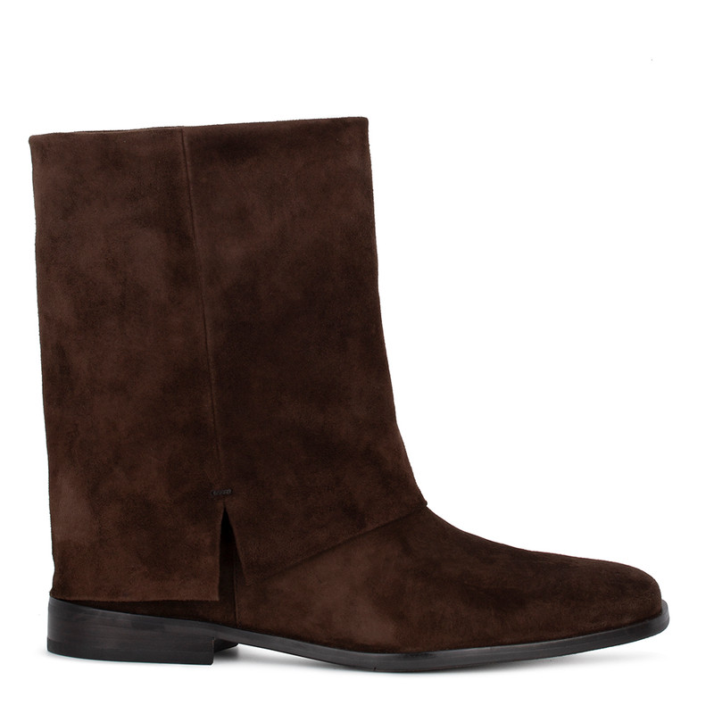 Women's Brown Suede Mid-Calf Boots with Foldover Cuff GF 5340816 BRS
