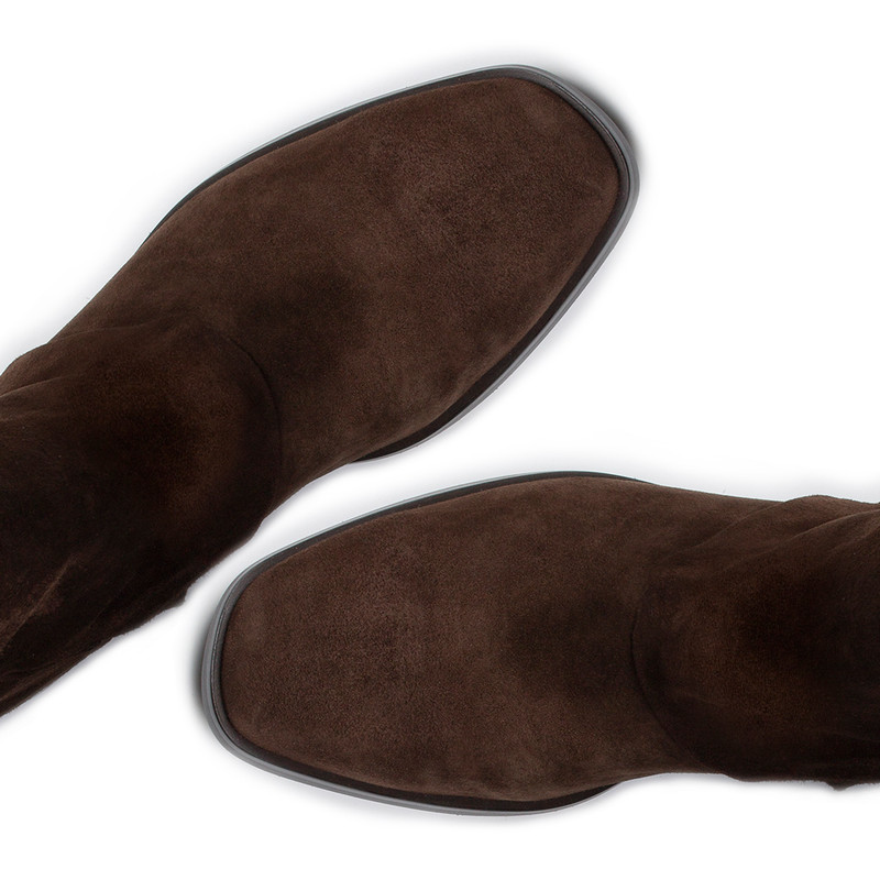 Women's Brown Suede Mid-Calf Boots with Foldover Cuff GF 5340816 BRS