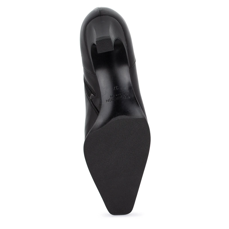 Women's Black Leather Square-Toe Ankle Boots GF 5350516 BLI