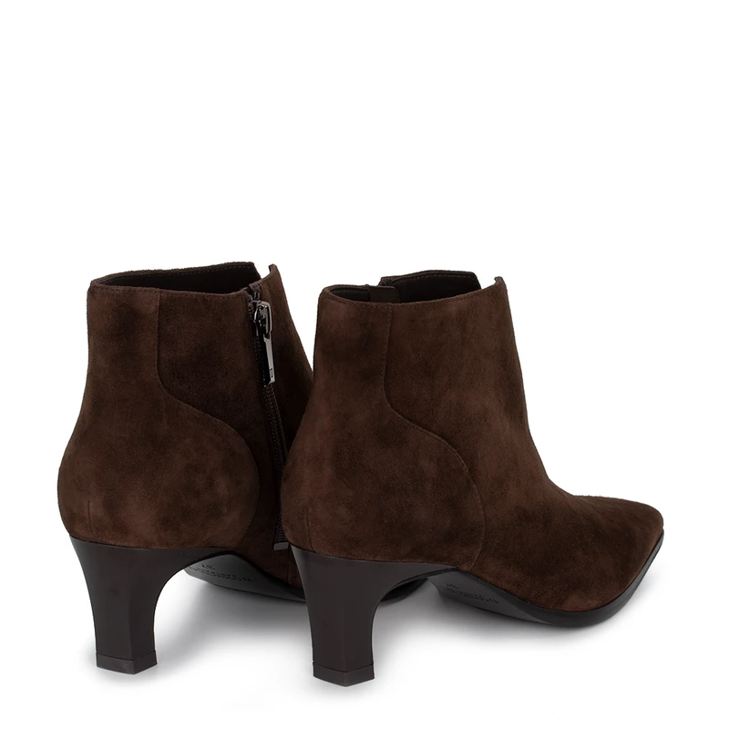 Women's Brown Suede Square-Toe Ankle Boots GF 5350516 BRS