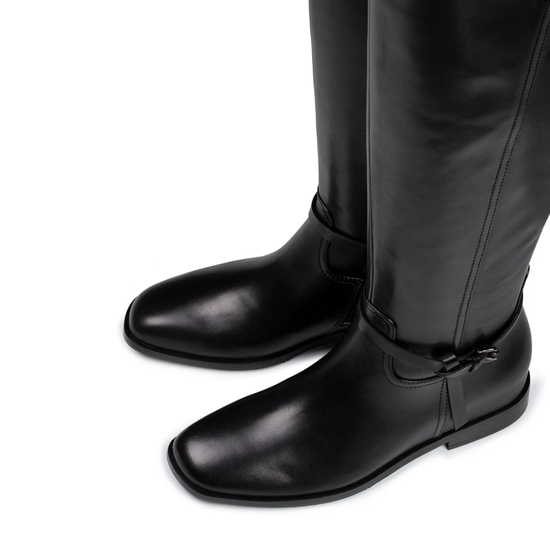 Women's Black Leather Riding Boots GF 5440616 BLK