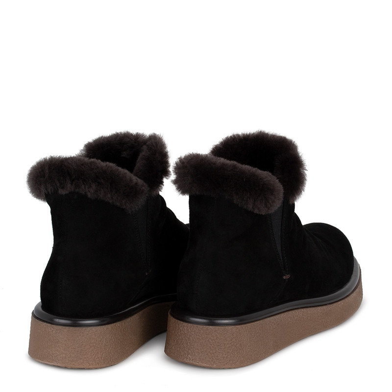 Women's Black Suede Winter Boots with Fur Trim GJ 5519916 BLS