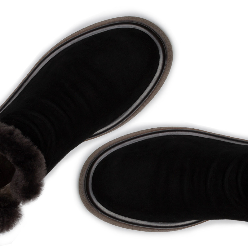 Women's Black Suede Winter Boots with Fur Trim GJ 5519916 BLS