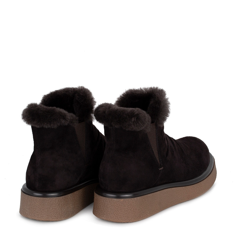 Women's Brown Suede Winter Boots with Fur Trim GJ 5519916 DBS