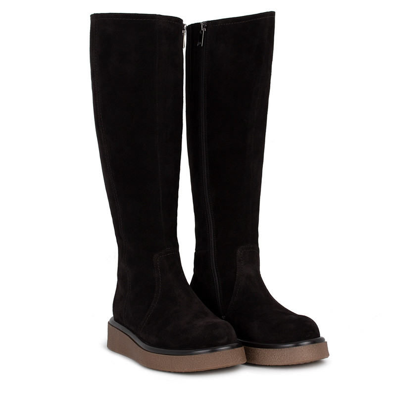 Women's Brown Suede Winter Boots with Zipper GJ 5619816 DBS