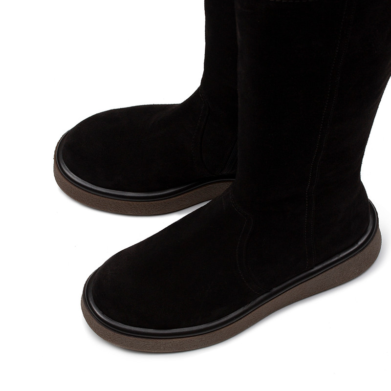 Women's Brown Suede Winter Boots with Zipper GJ 5619816 DBS