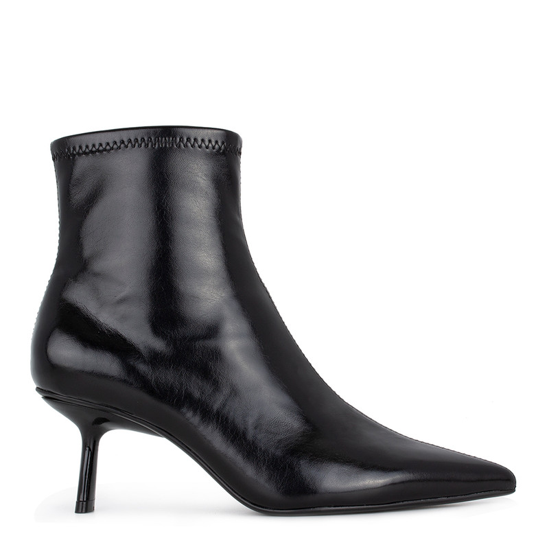 Women's Black Patent Leather Ankle Boots with Stiletto Heel GN 5365926 BLP
