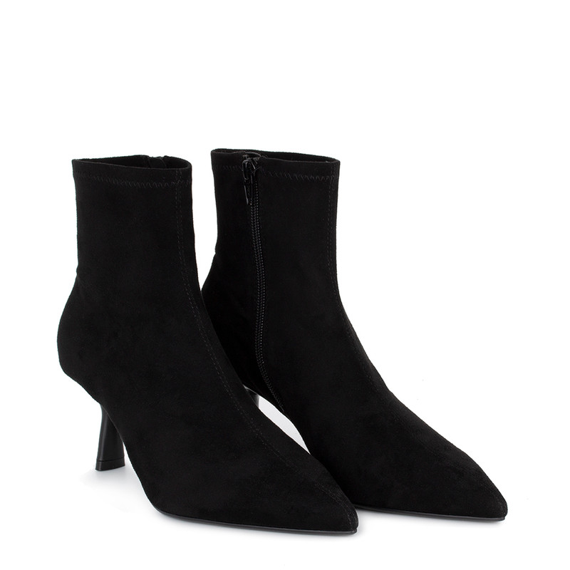Women's Black Velour Ankle Boots GN 5365926 BLS