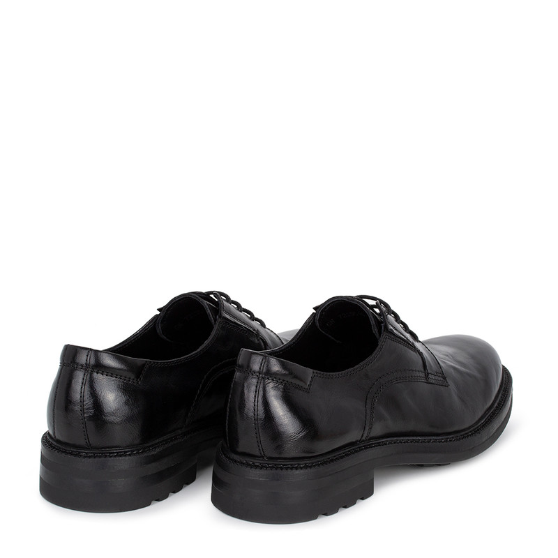 Men's Black Washed Leather Oxford Shoes GN 7225516 BLA