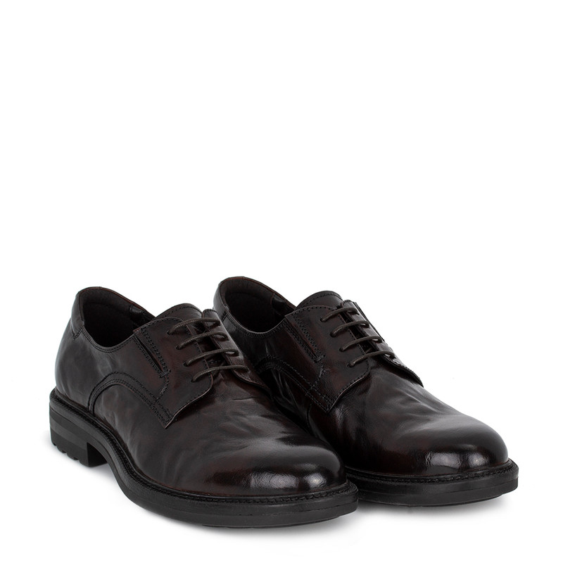 Men's Brown Washed Leather Oxford Shoes GN 7225516 DBA